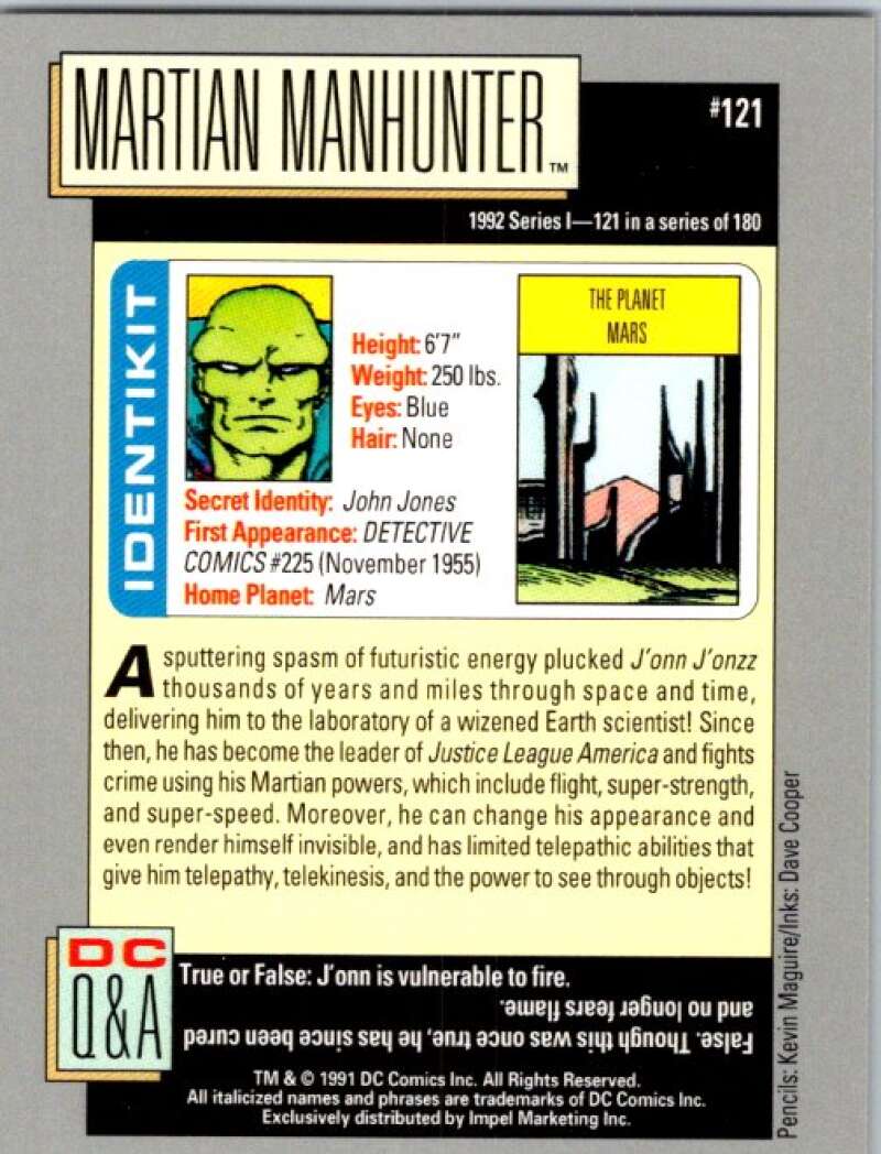 1991 Impel DC Comics #121 Martian Manhunter  V36643