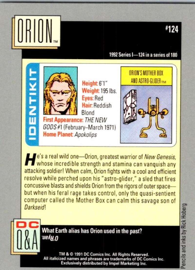 1991 Impel DC Comics #124 Orion  V36646