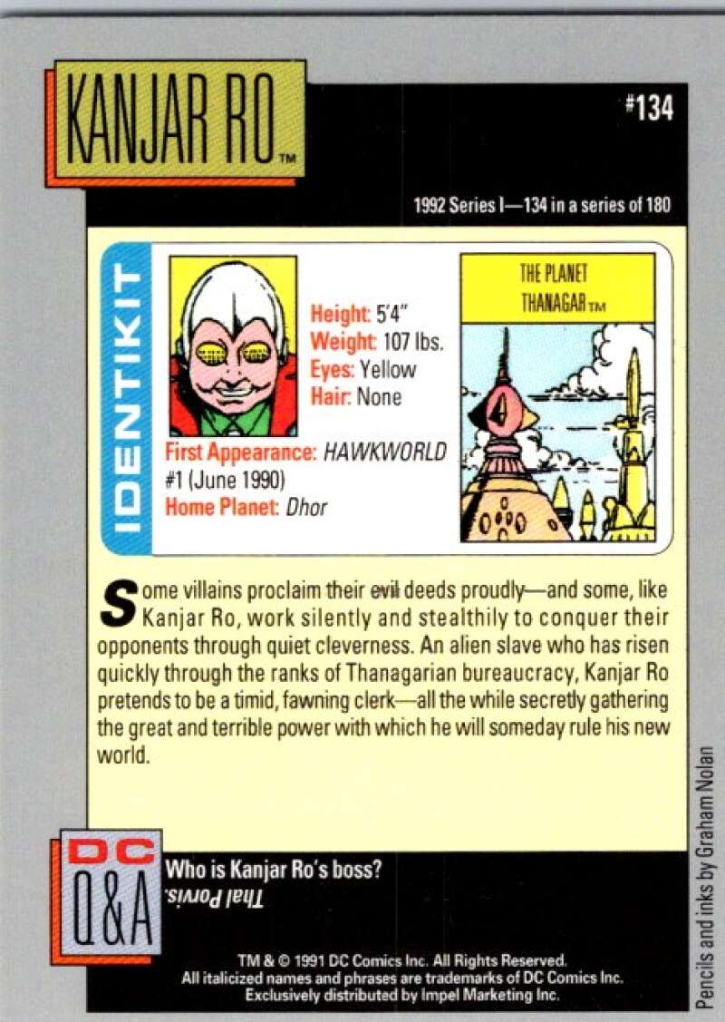 1991 Impel DC Comics #134 Kanjar Ro  V36663