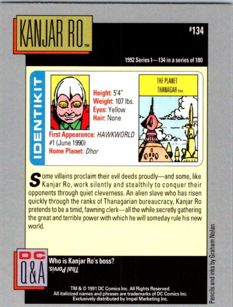 1991 Impel DC Comics #134 Kanjar Ro  V36664