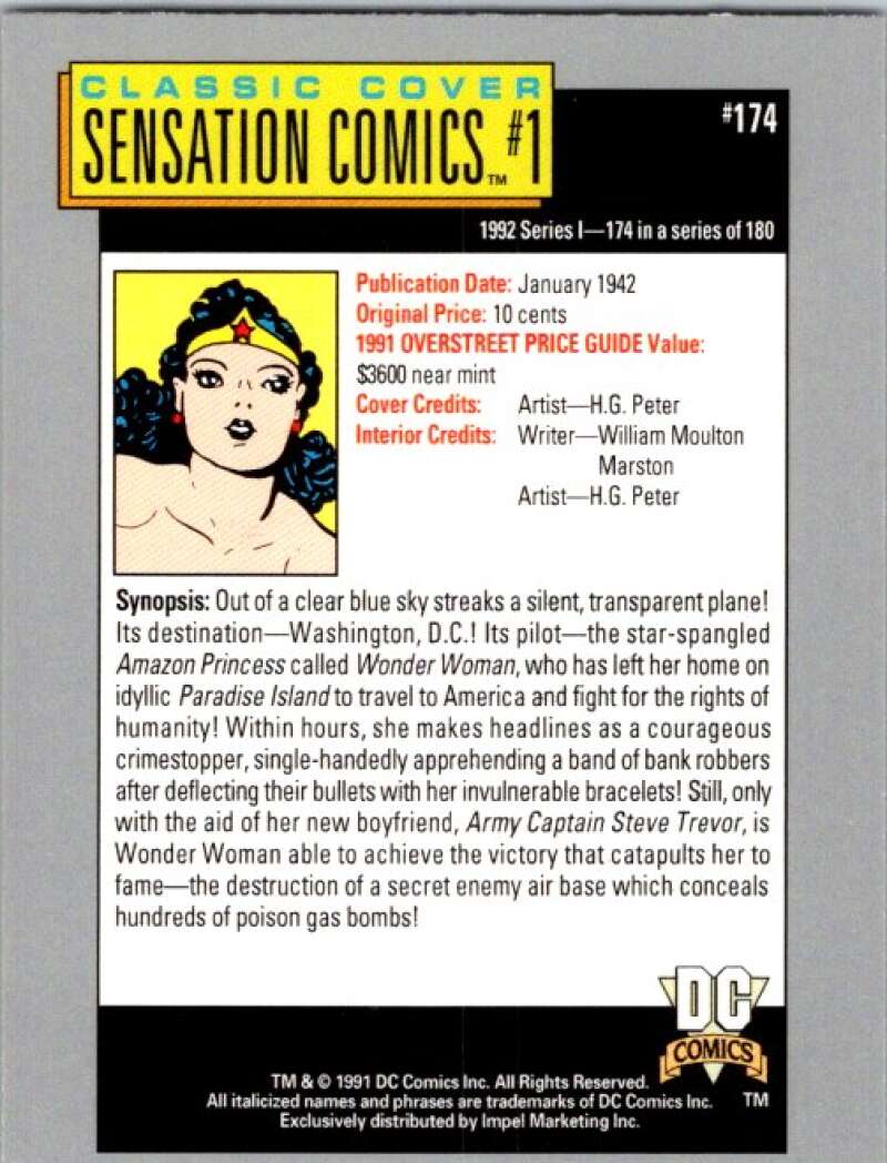 1991 Impel DC Comics #174 Sensation Comics #1  V36708