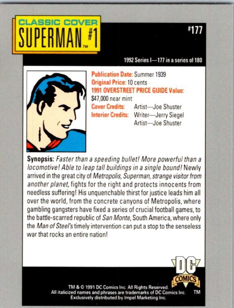 1991 Impel DC Comics #177 Superman #1  V36713