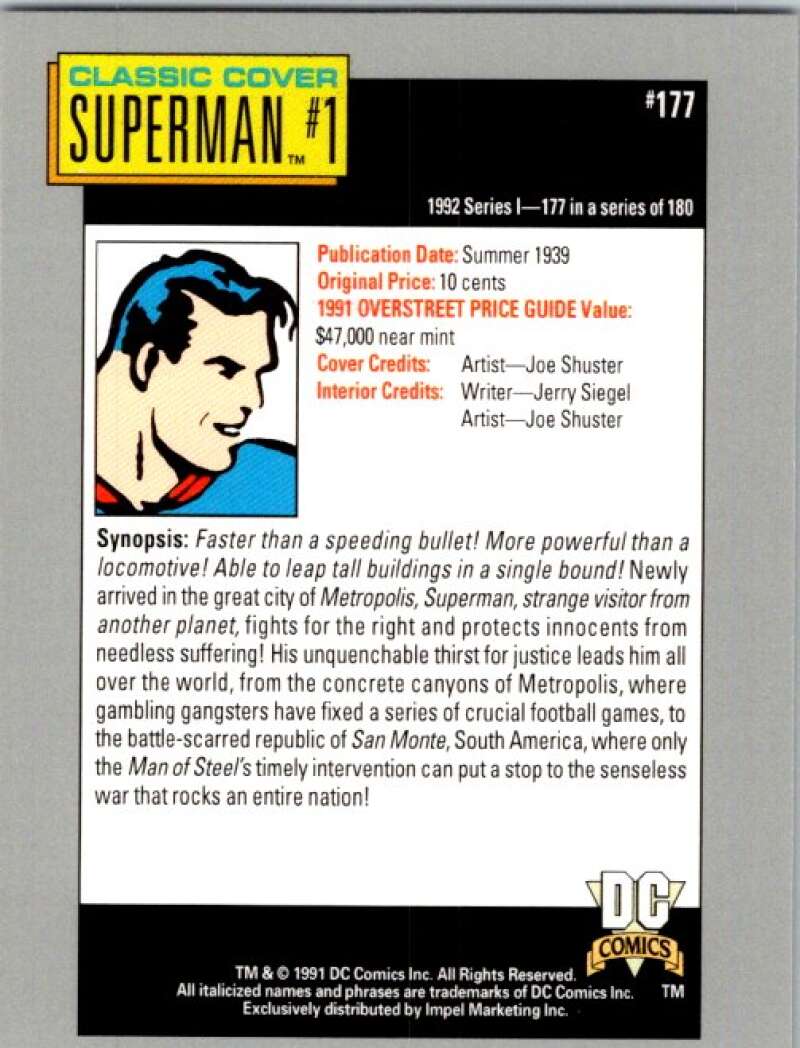 1991 Impel DC Comics #177 Superman #1  V36715