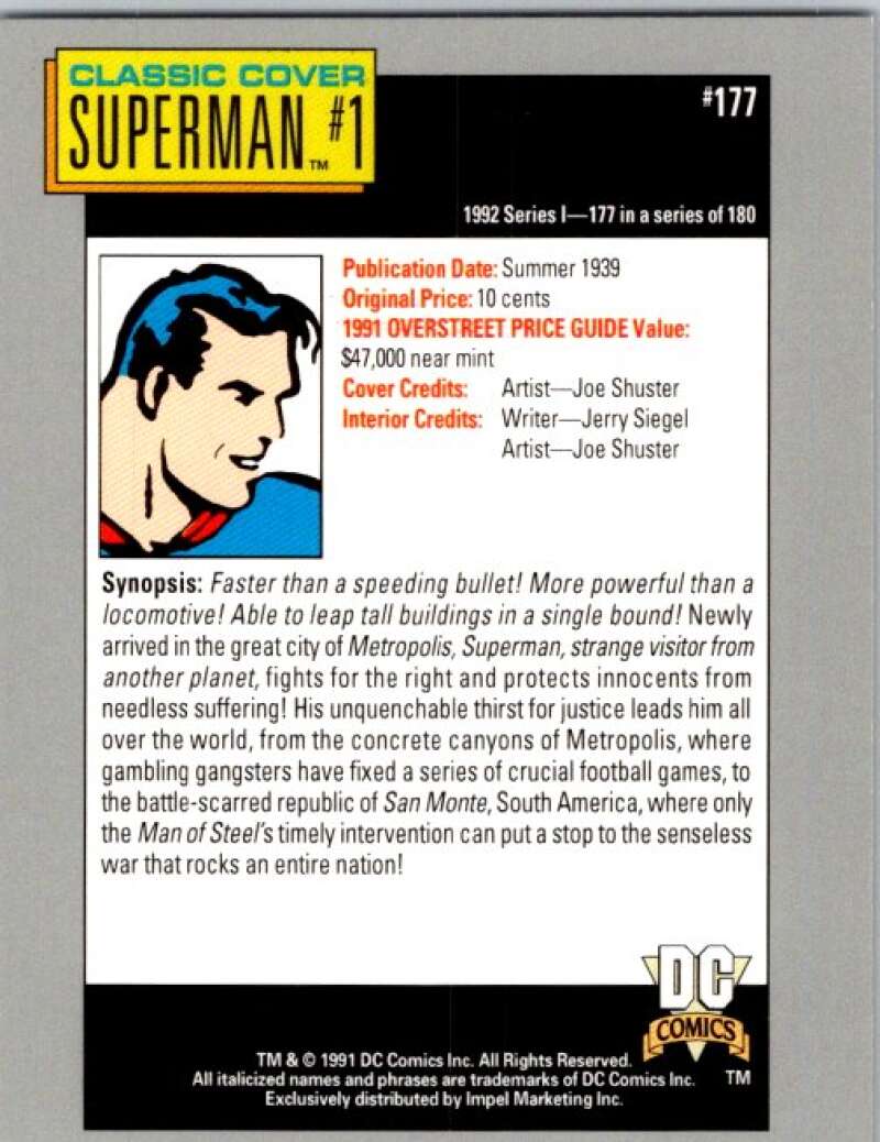 1991 Impel DC Comics #177 Superman #1  V36716