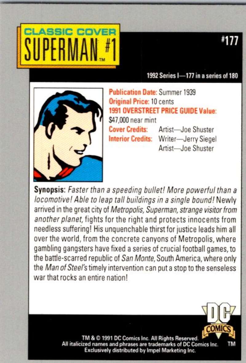 1991 Impel DC Comics #177 Superman #1  V36717