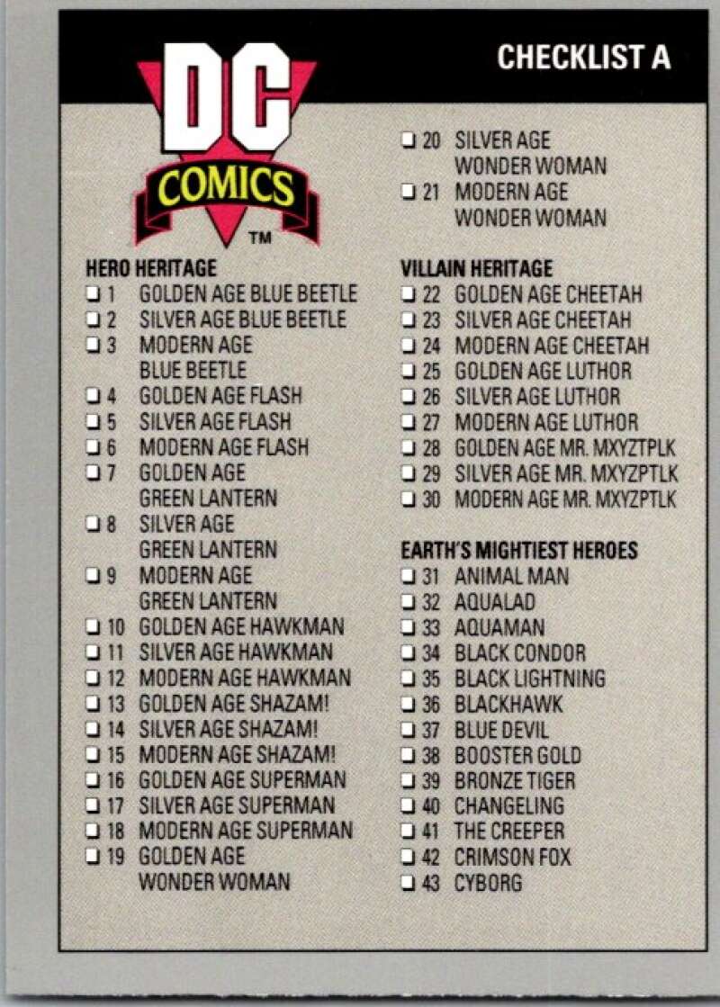 1991 Impel DC Comics #179  Checklist A  V36719