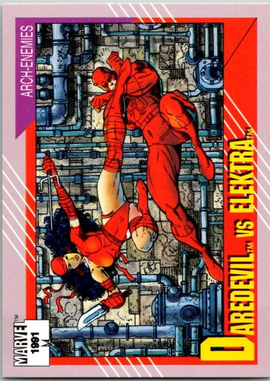 1991 Impel Marvel Universe #95 Daredevil vs. Elektra   V36749