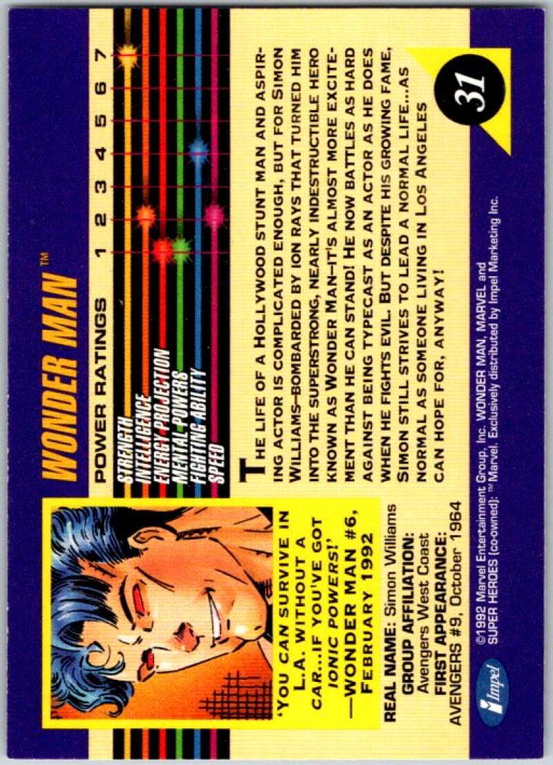 1992 Impel Marvel Universe #31 Wonder Man   V36781