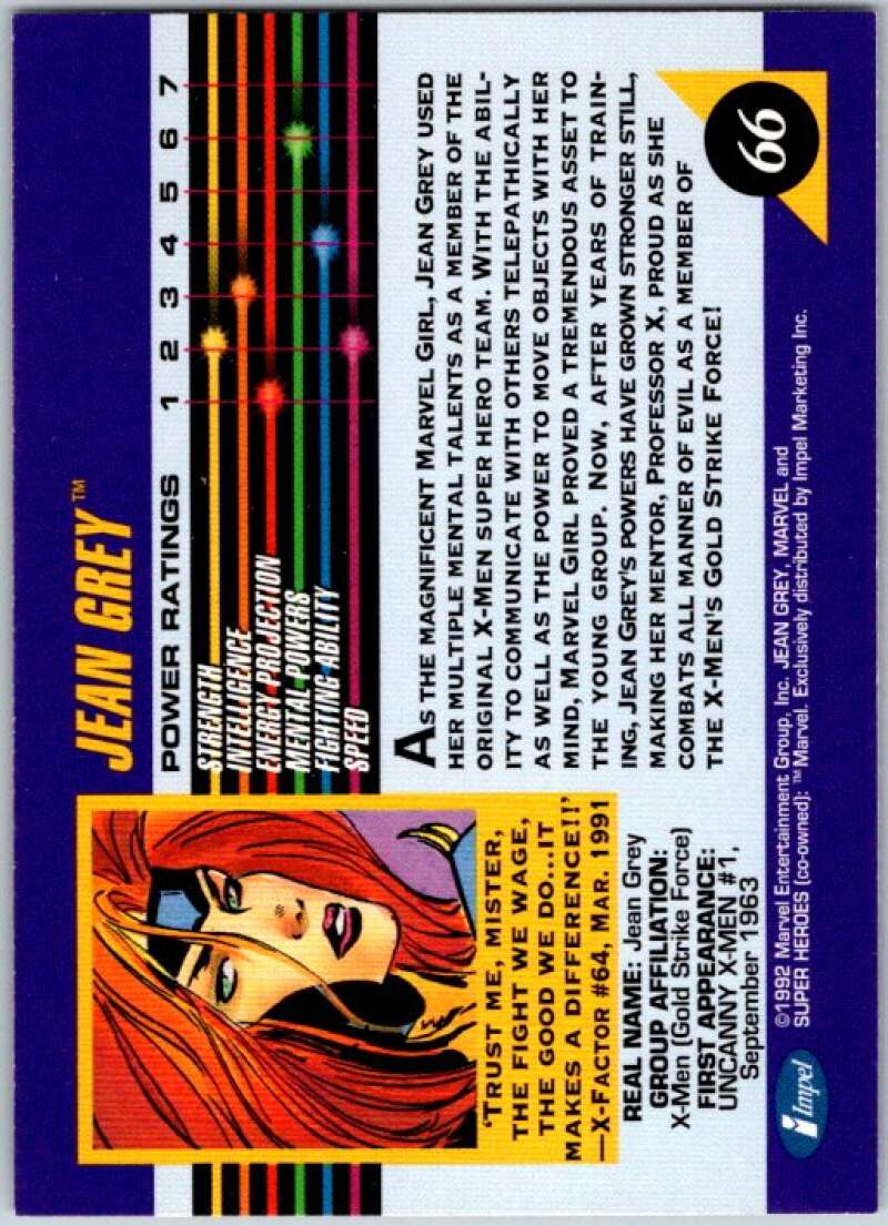 1992 Impel Marvel Universe #66 Jean Grey   V36790