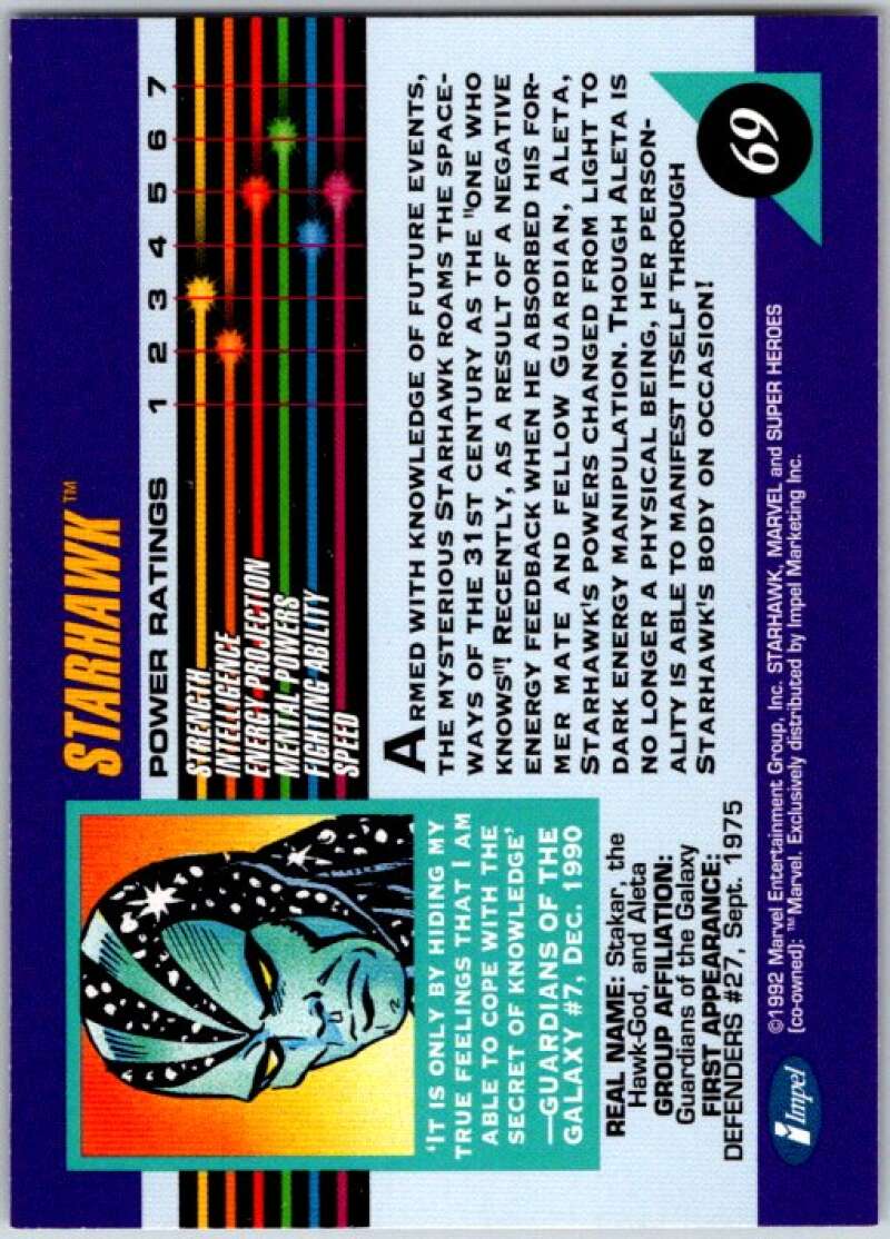 1992 Impel Marvel Universe #69 Starhawk   V36791