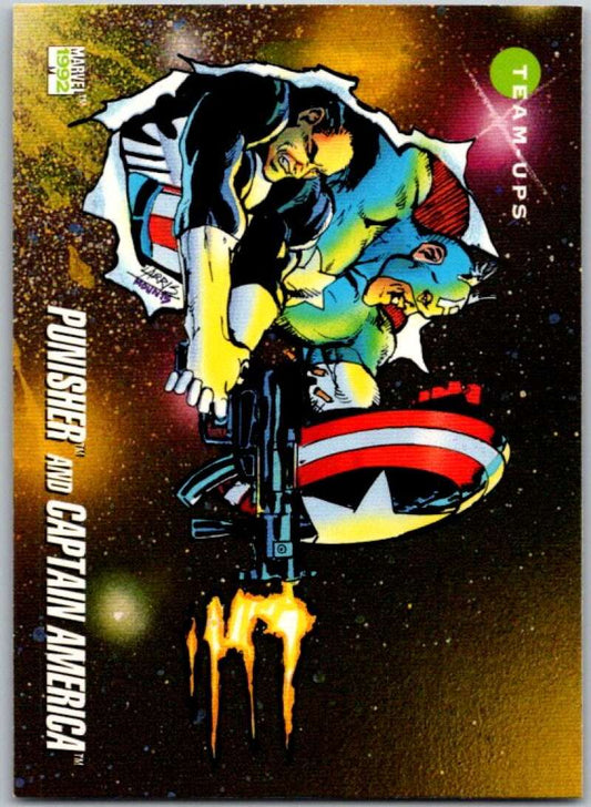 1992 Impel Marvel Universe #94 Punisher and Captain America   V36794