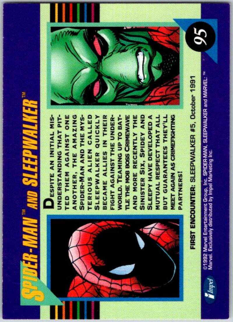 1992 Impel Marvel Universe #95 Spider-Man and Sleepwalker   V36795