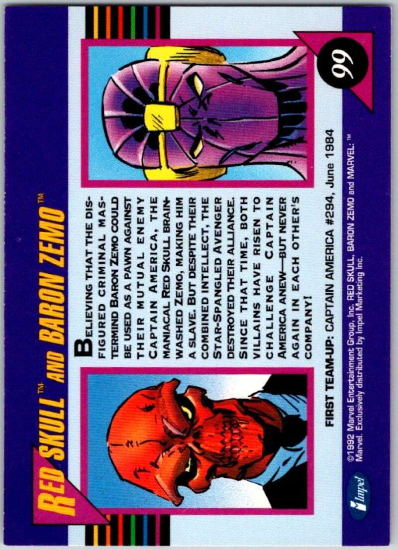 1992 Impel Marvel Universe #99 Red Skull and Baron Zemo   V36800