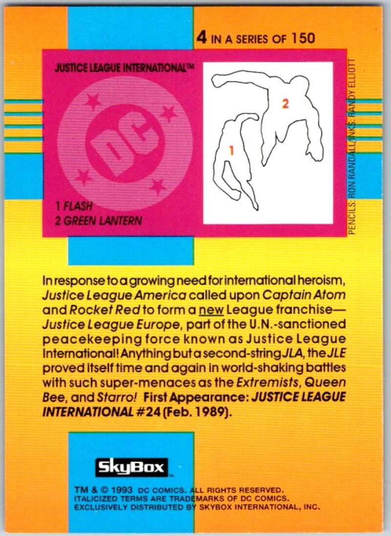 1993 SkyBox DC Comics #4 Justice League International - Flash, Lantern  V36836