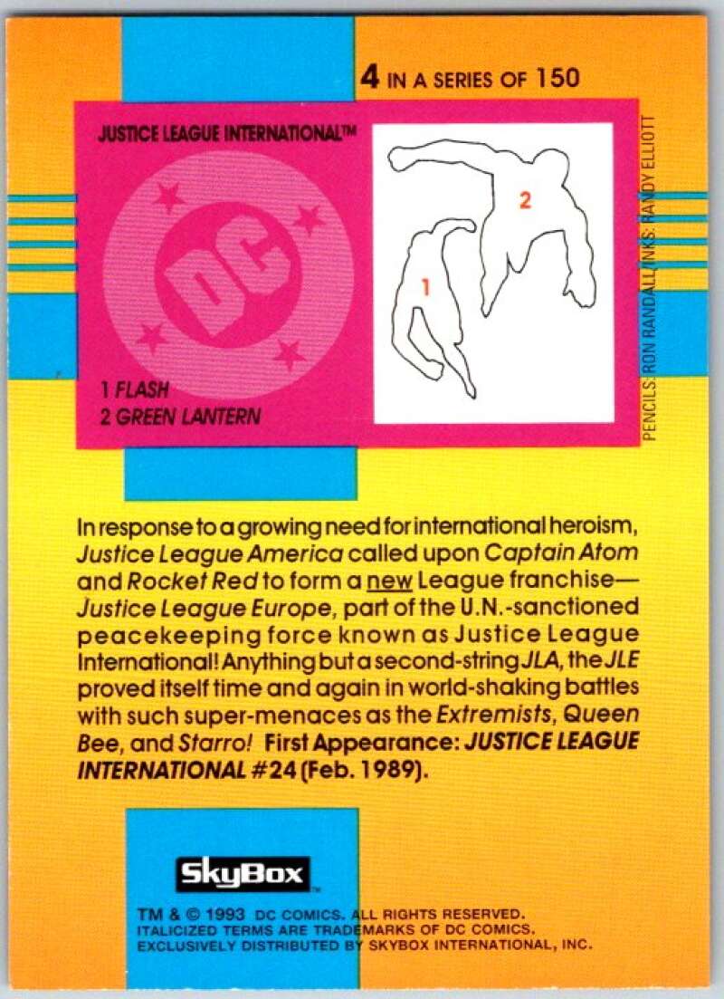 1993 SkyBox DC Comics #4 Justice League International - Flash, Lantern  V36837