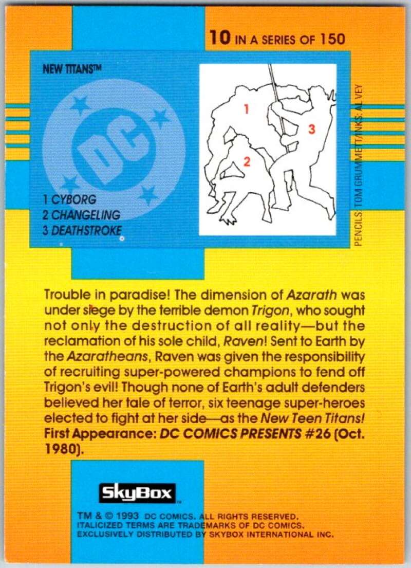 1993 SkyBox DC Comics #10 New Titans - Cyborg, Changeling, Deathstroke  V36844