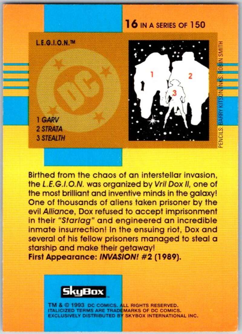 1993 SkyBox DC Comics #16 L.E.G.I.O.N. - Grav, Strata, Stealth  V36846