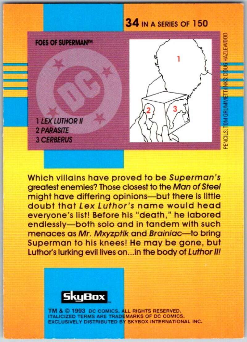 1993 SkyBox DC Comics #34 Foes of Superman - Lex Luthwr, Parasite  V36863