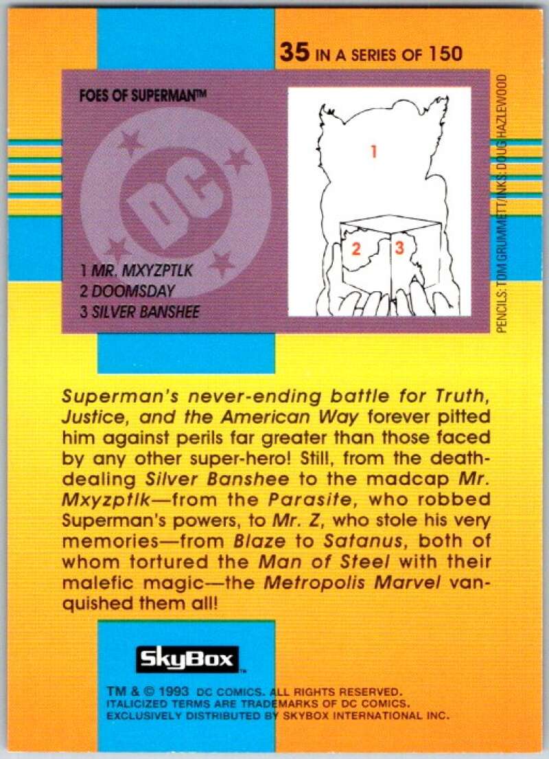 1993 SkyBox DC Comics #35 Foes of Superman - Mxyzptlk, Doomsday  V36865