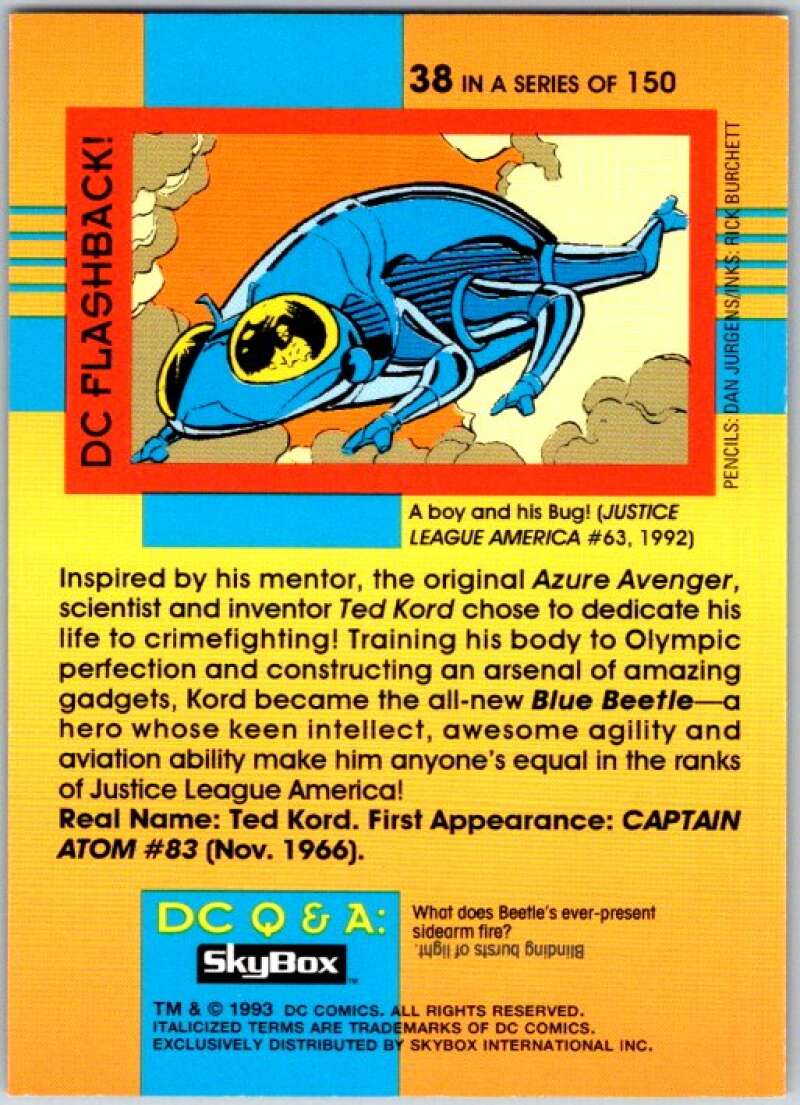 1993 SkyBox DC Comics #38 Justice League America- Blue Beetle  V36866