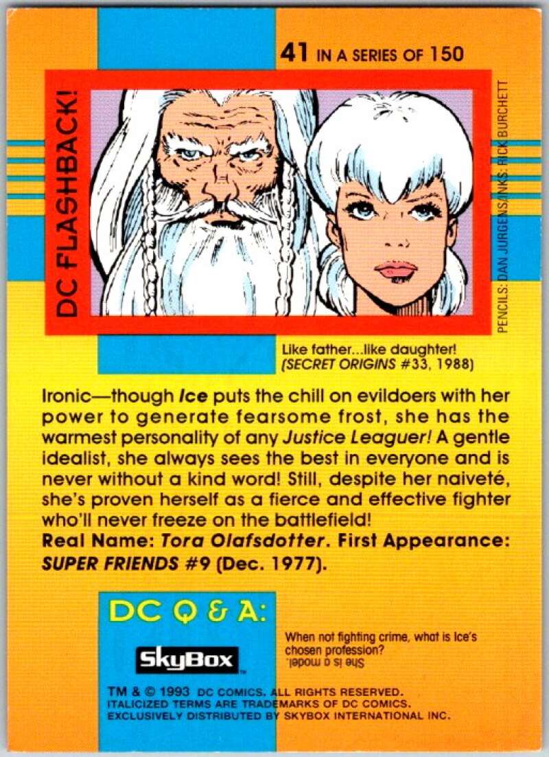 1993 SkyBox DC Comics #41 Justice League America - Ice  V36870
