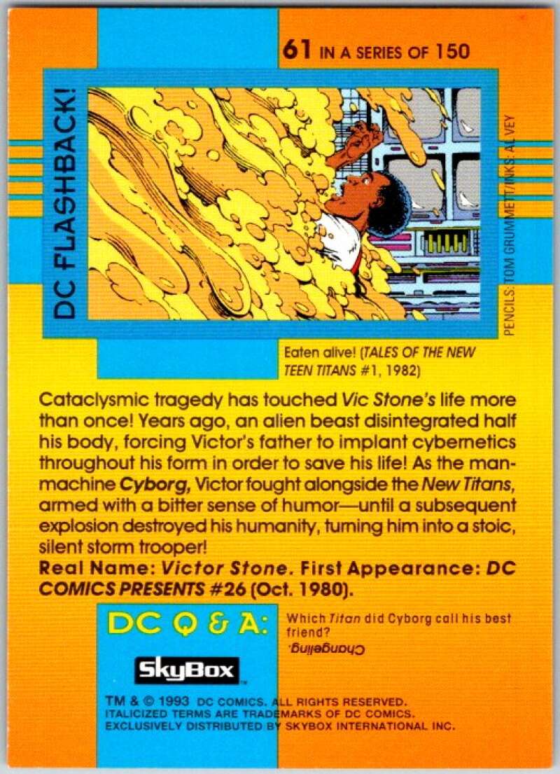 1993 SkyBox DC Comics #61 New Titans - Cyborg  V36889
