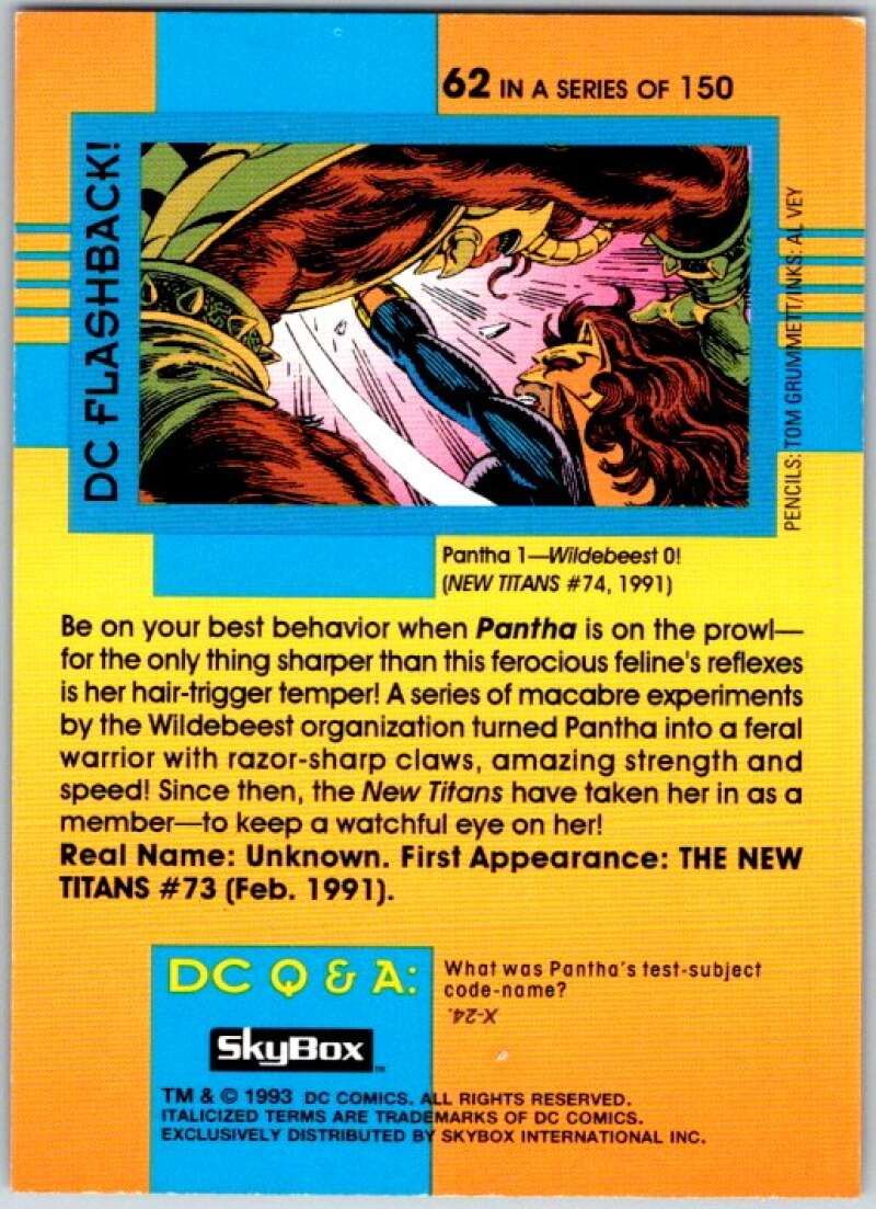 1993 SkyBox DC Comics #62 New Titans - Pantha  V36890