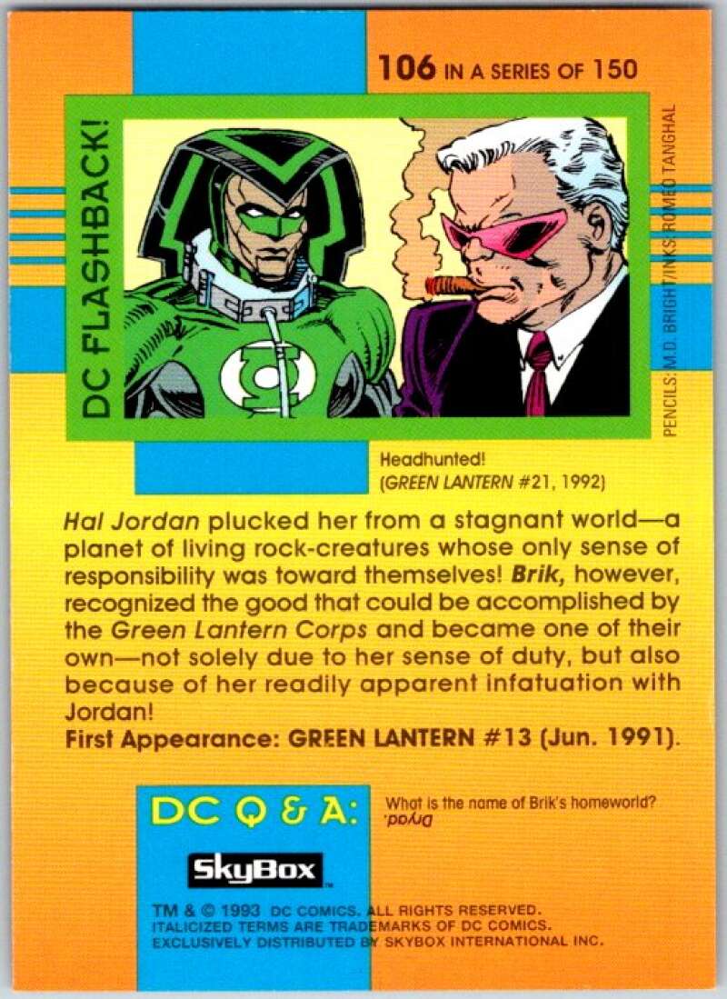 1993 SkyBox DC Comics #106 Green Lantern Corps - Brik  V36926