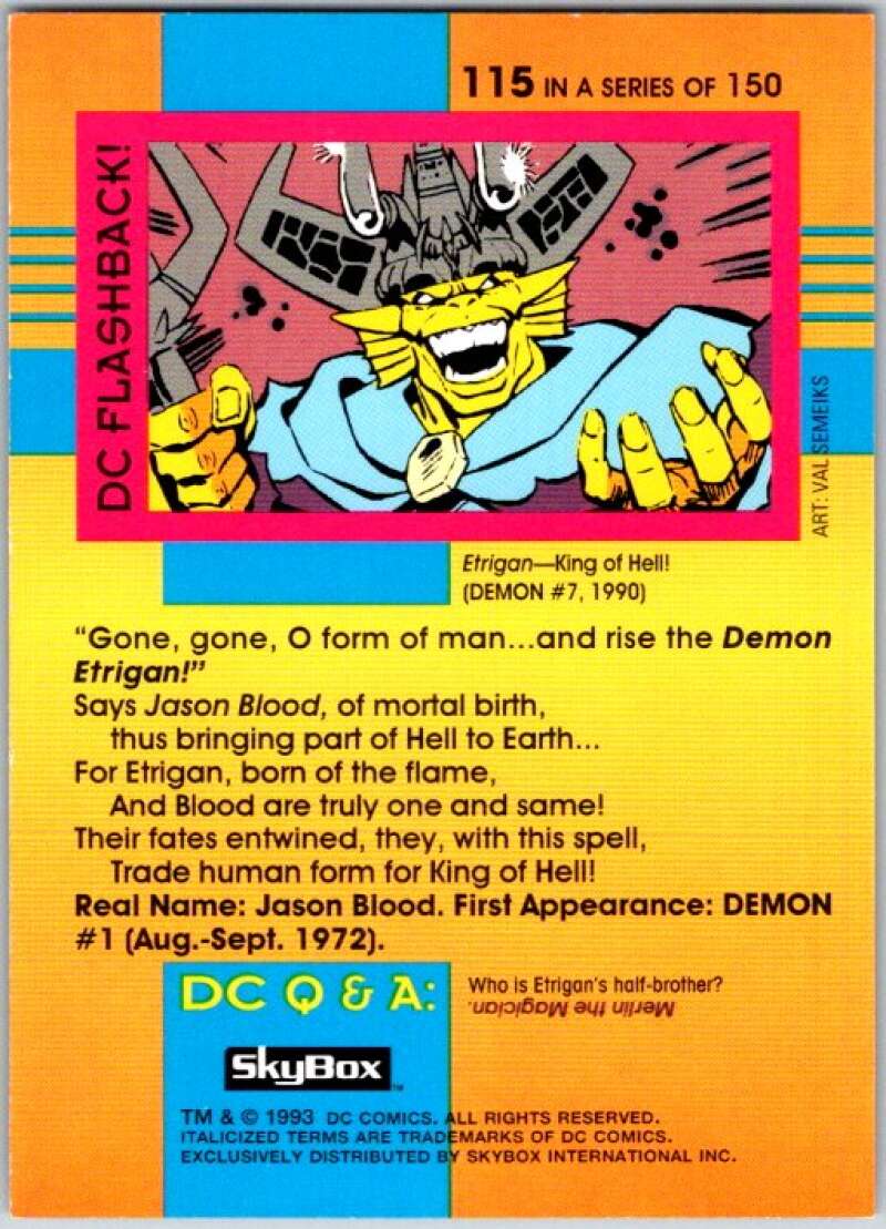 1993 SkyBox DC Comics #115 Worlds of Magic - The Demon  V36938