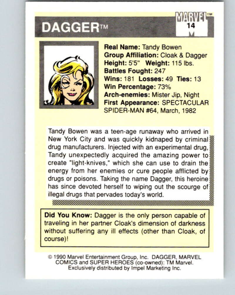 1990 Impel Marvel Universe #14 Dagger   V36310