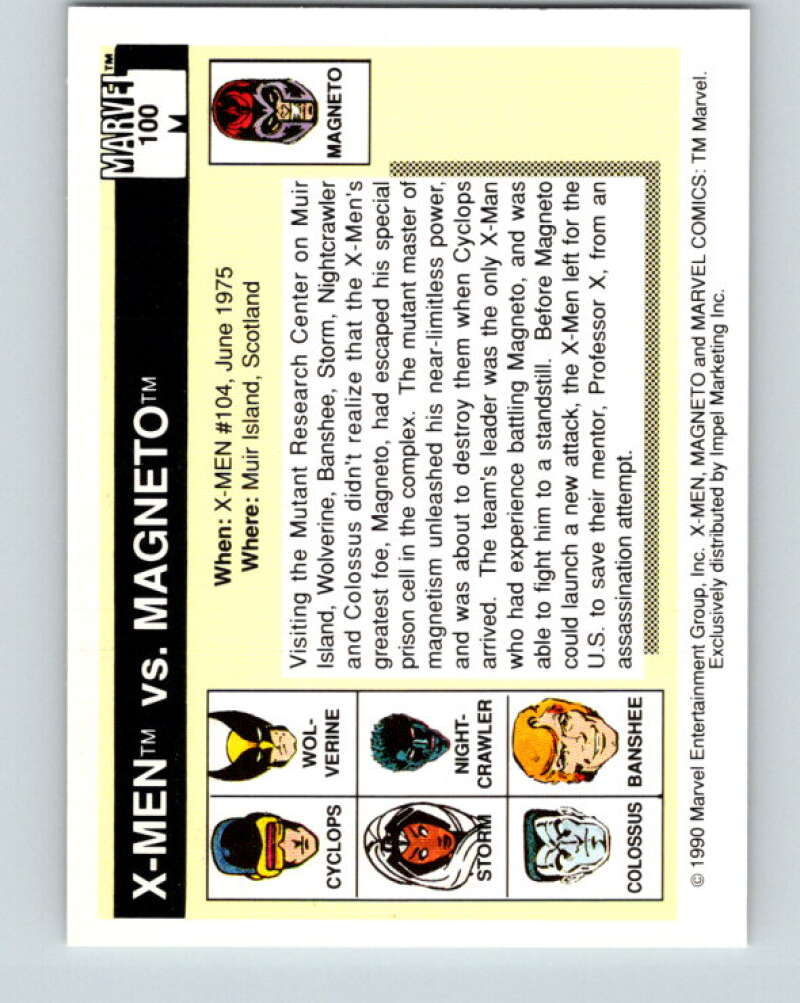 1990 Impel Marvel Universe #100 X-Men vs. Magneto   V36380