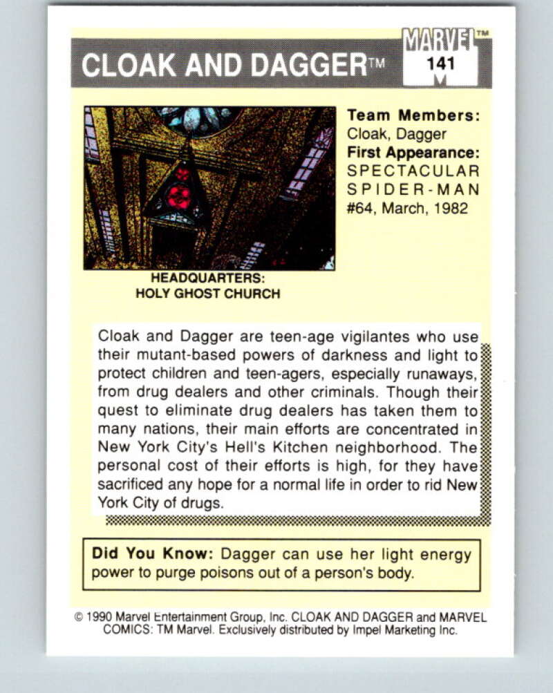 1990 Impel Marvel Universe #141 Cloak and Dagger   V25963