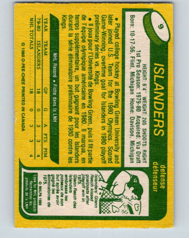 1980-81 O-Pee-Chee #9 Ken Morrow OLY  RC Rookie New York Islanders  V37088