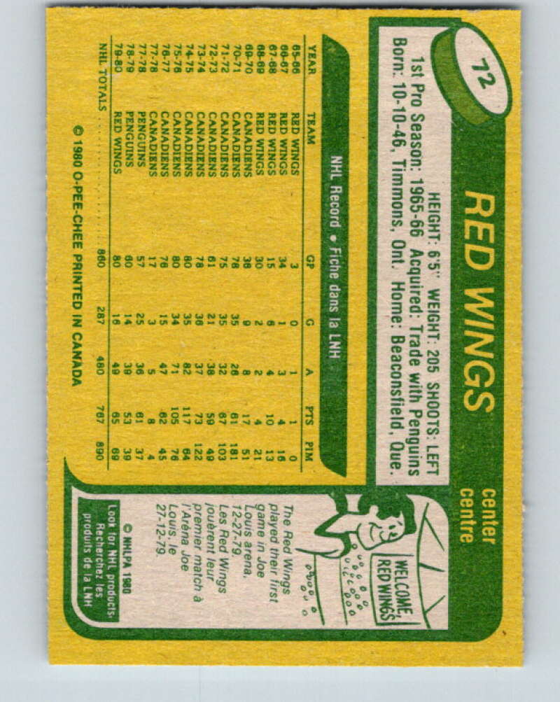 1980-81 O-Pee-Chee #72 Pete Mahovlich  Detroit Red Wings  V37698