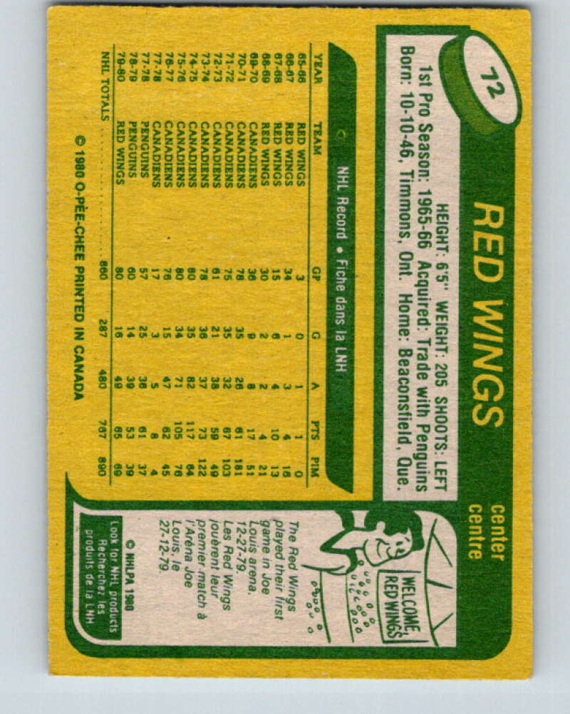 1980-81 O-Pee-Chee #72 Pete Mahovlich  Detroit Red Wings  V37703