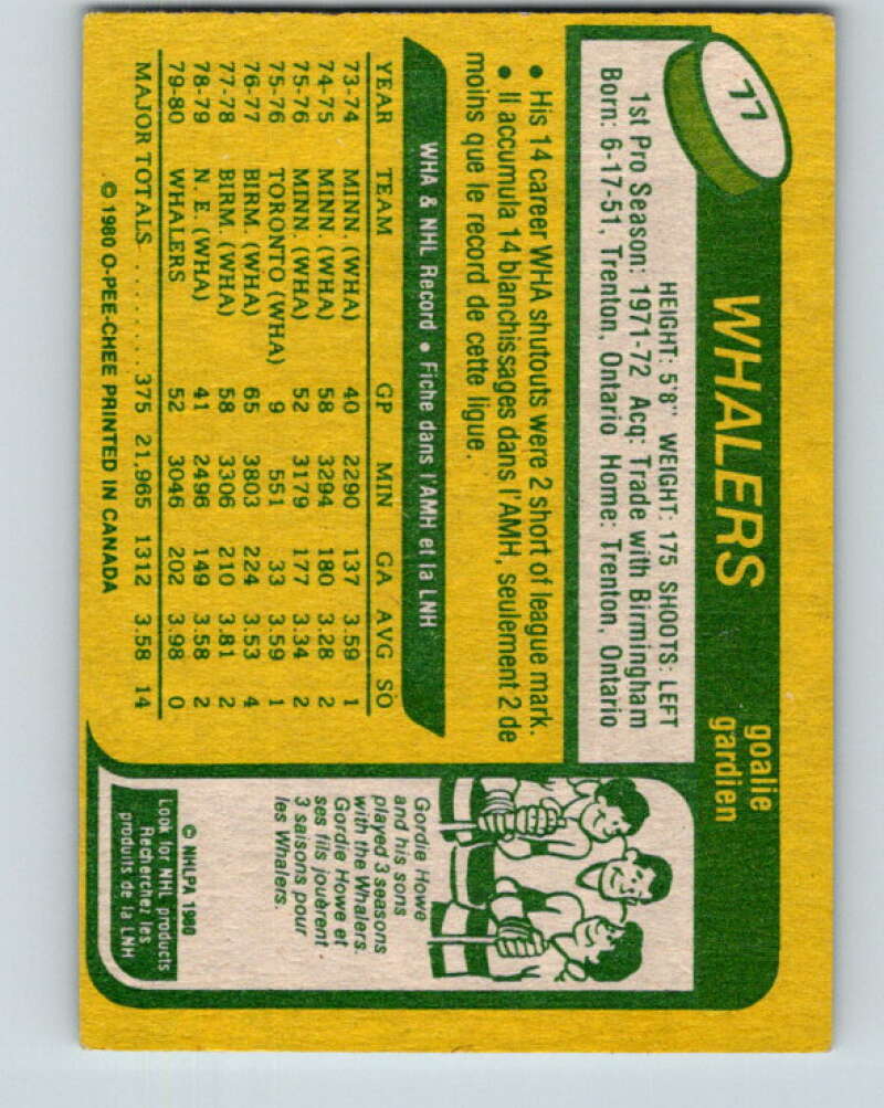 1980-81 O-Pee-Chee #77 John Garrett  Hartford Whalers  V37756