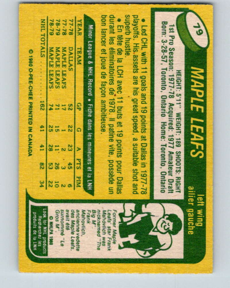 1980-81 O-Pee-Chee #79 John Anderson  RC Rookie Toronto Maple Leafs  V37775