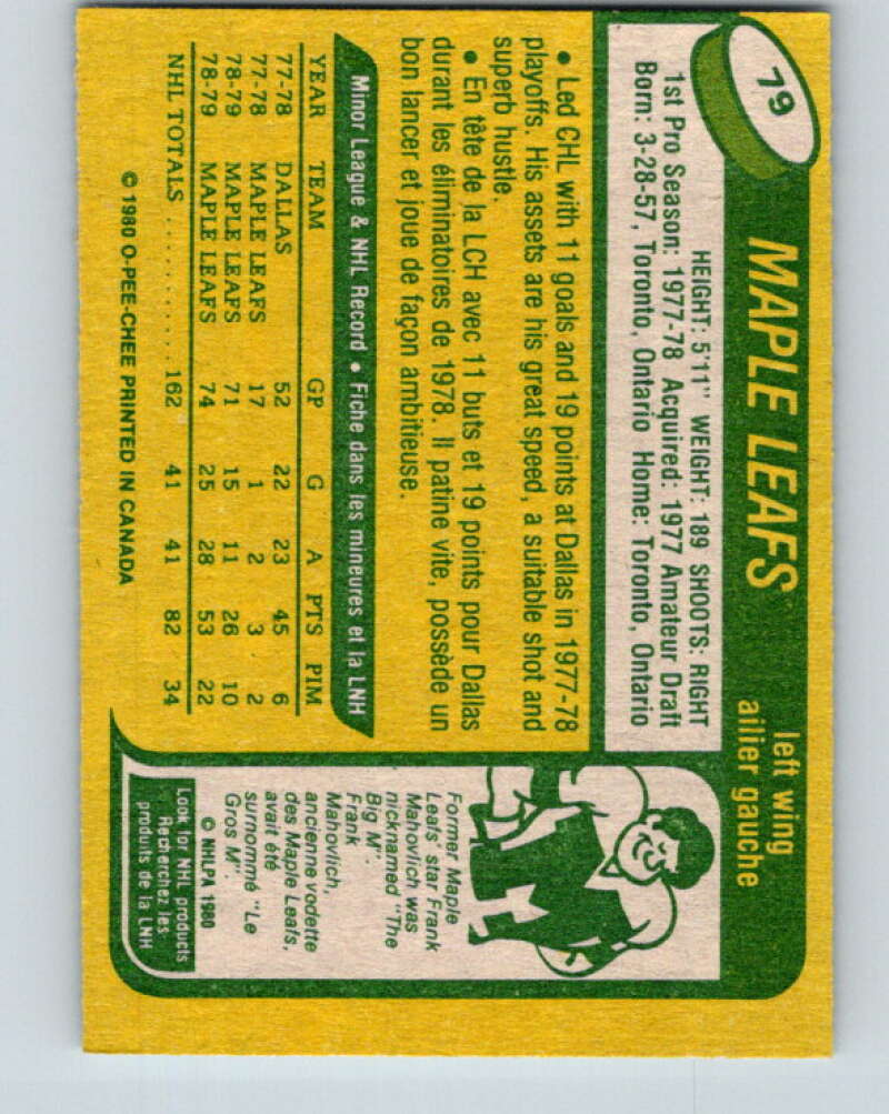 1980-81 O-Pee-Chee #79 John Anderson  RC Rookie Toronto Maple Leafs  V37777