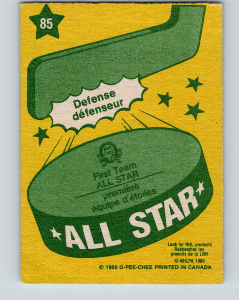 1980-81 O-Pee-Chee #85 Borje Salming AS  Toronto Maple Leafs  V37855