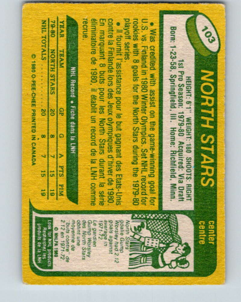 1980-81 O-Pee-Chee #103 Steve Christoff OLY  RC Rookie North Stars  V38051
