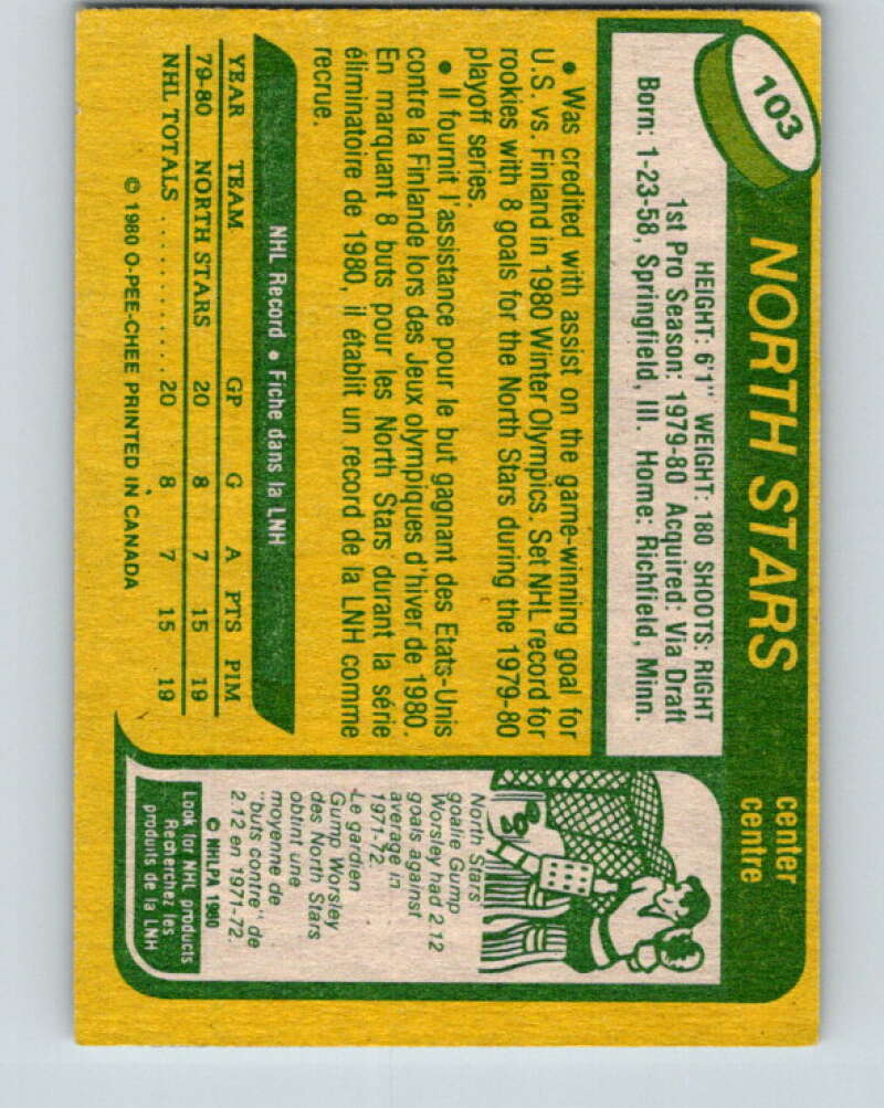 1980-81 O-Pee-Chee #103 Steve Christoff OLY  RC Rookie North Stars  V38057
