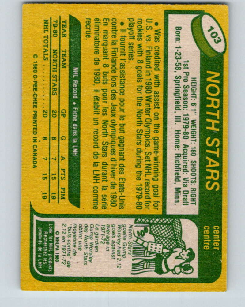 1980-81 O-Pee-Chee #103 Steve Christoff OLY  RC Rookie North Stars  V38060