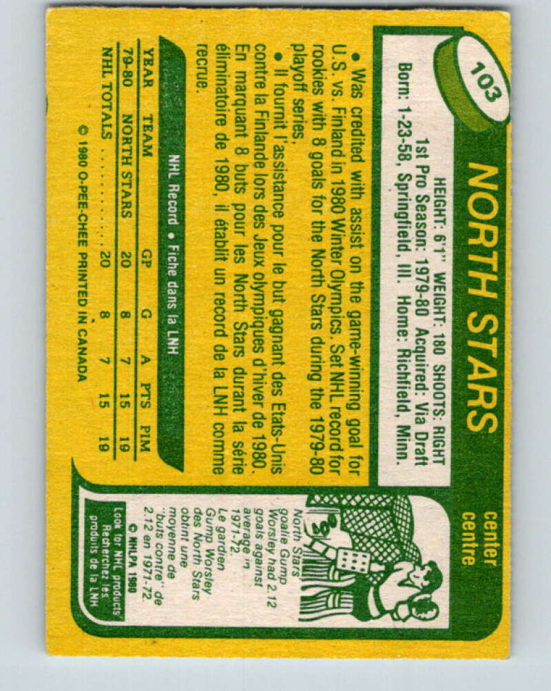 1980-81 O-Pee-Chee #103 Steve Christoff OLY  RC Rookie North Stars  V38061