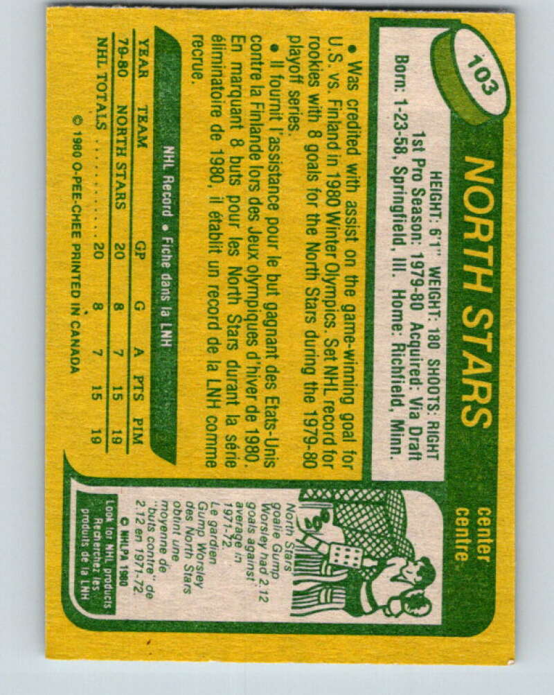 1980-81 O-Pee-Chee #103 Steve Christoff OLY  RC Rookie North Stars  V38062