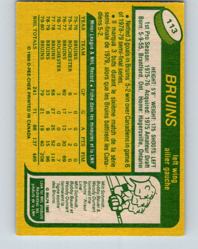 1980-81 O-Pee-Chee #113 Stan Jonathan  Boston Bruins  V38148