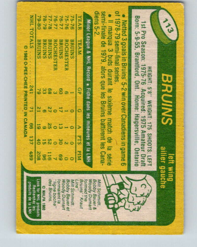 1980-81 O-Pee-Chee #113 Stan Jonathan  Boston Bruins  V38152