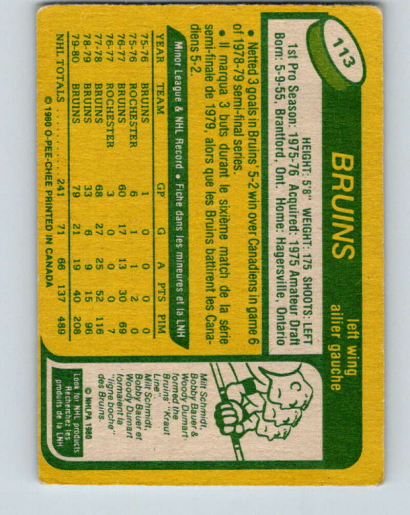 1980-81 O-Pee-Chee #113 Stan Jonathan  Boston Bruins  V38160