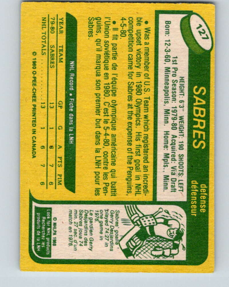 1980-81 O-Pee-Chee #127 Mike Ramsey OLY  RC Rookie Buffalo Sabres  V38293