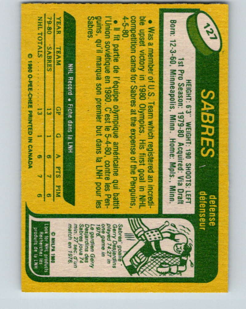 1980-81 O-Pee-Chee #127 Mike Ramsey OLY  RC Rookie Buffalo Sabres  V38295