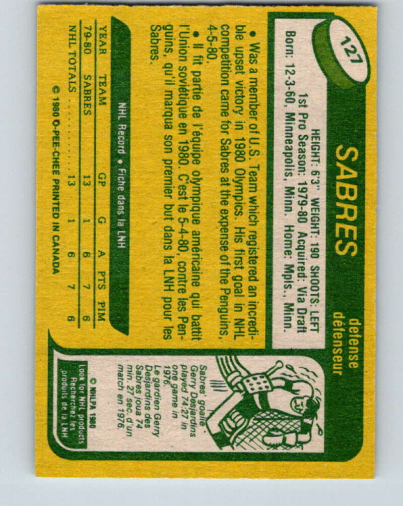 1980-81 O-Pee-Chee #127 Mike Ramsey OLY  RC Rookie Buffalo Sabres  V38296